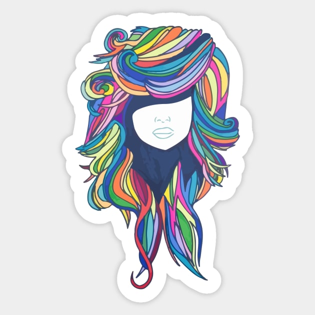 Rainbow Hair Sticker by wildmagnolia